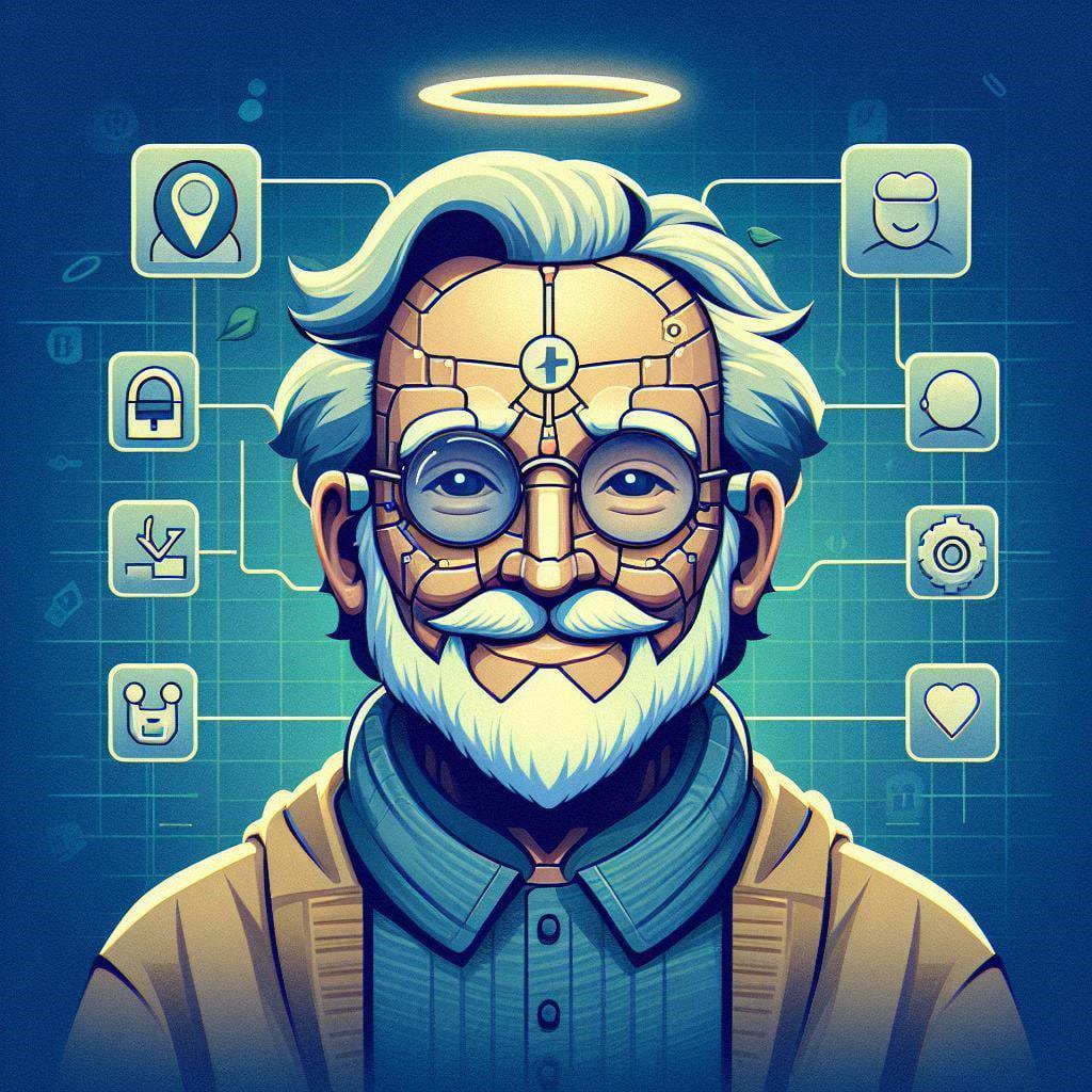 No brand name visible. Bald Head with Glasses and Beard