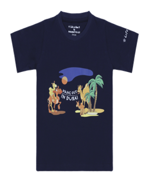 Life Is UAE: Kids'Camels & Palm Trees T-Shirt -Fun Dubai Souvenir Gift