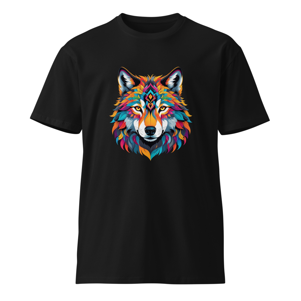 Charming Wolf Black Cotton T-Shirt